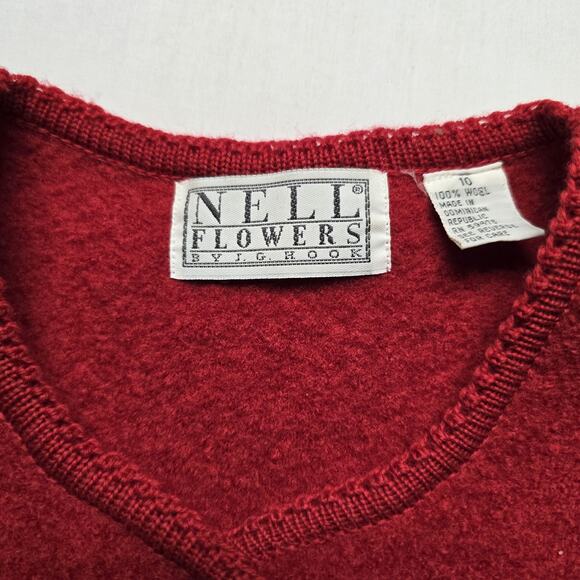 Vintage Nell Flowers Jacket Womens 10 Wool Scallop Hem Boiled Wool Blazer - Picture 5 of 8